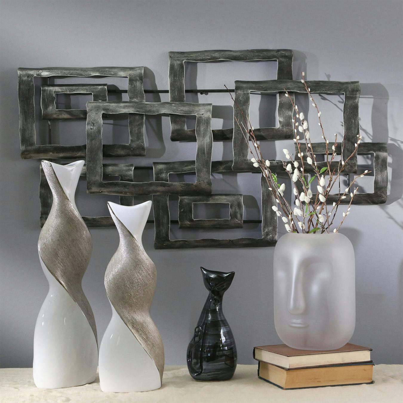 Silver Urban Trends 11410-UT Decorative Ceramic Vase Silver Urban Trends 11410-UT Decorative Ceramic Vase